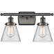 Ballston Small Cone 2 Light 16 inch Oil Rubbed Bronze Bath Vanity Light Wall Light in Clear Glass, Ballston