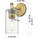 Downtown Urban Crown Point Armed Sconce Wall Light in Matte Black, Mercury