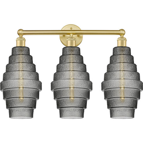 Cascade 3 Light 26 inch Satin Gold Bath Vanity Light Wall Light in Smoked