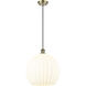 Ballston White Venetian 1 Light 13.75 inch Antique Brass Cord Hung Pendant Ceiling Light