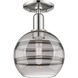 Arcadia Rochester 1 Light 8 inch Polished Nickel Semi-Flush Mount Ceiling Light in Light Smoke Glass