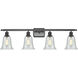 Ballston Hanover 4 Light 36 inch Matte Black Bath Vanity Light Wall Light in Fishnet Glass, Ballston