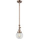 Franklin Restoration Beacon LED 6 inch Antique Copper Mini Pendant Ceiling Light in Clear, Franklin Restoration