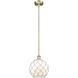 Edison Farmhouse Rope 1 Light 10 inch Antique Brass Mini Pendant Ceiling Light in White Glass with White Rope