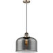 Franklin Restoration Bell 1 Light 12 inch Antique Brass Mini Pendant Ceiling Light in Incandescent, Plated Smoke
