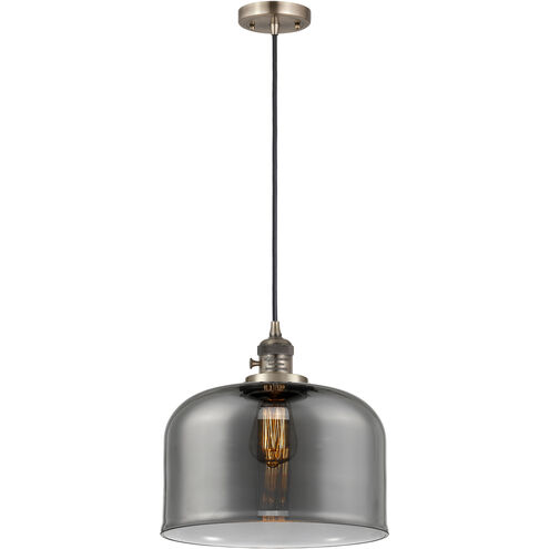 Franklin Restoration Bell 1 Light 12 inch Antique Brass Mini Pendant Ceiling Light in Incandescent, Plated Smoke