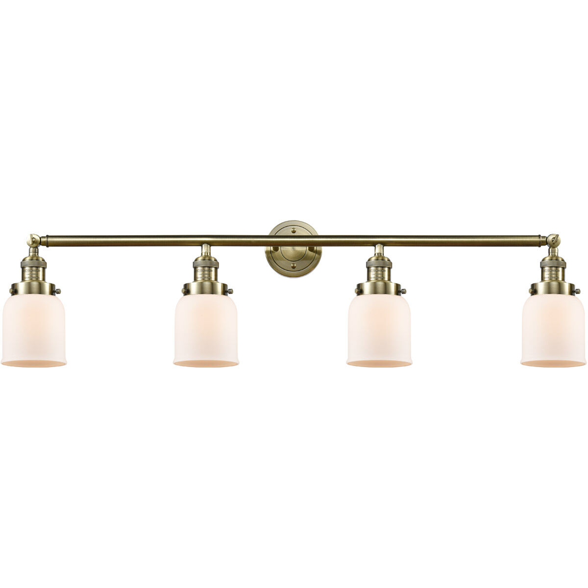 Franklin Restoration Small Bell LED 42 inch Antique Brass Bath Vanity Light Wall Light in Matte White Glass, Franklin Restoration