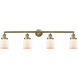 Franklin Restoration Small Bell LED 42 inch Antique Brass Bath Vanity Light Wall Light in Matte White Glass, Franklin Restoration