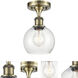 Athens 1 Light 6 inch Antique Brass Semi-Flush Mount Ceiling Light in Seedy Glass