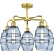 Ballston Vaz 5 Light 23.88 inch Satin Gold Stem Hung Chandelier Ceiling Light in Princess Blue Glass