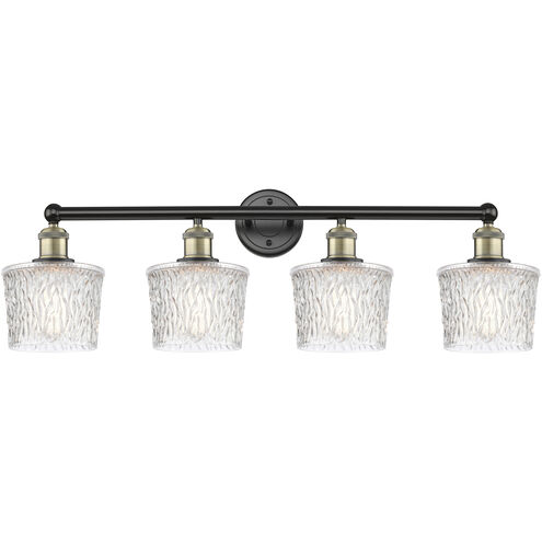 Niagra 4 Light 33.5 inch Black Antique Brass and Clear Bath Vanity Light Wall Light