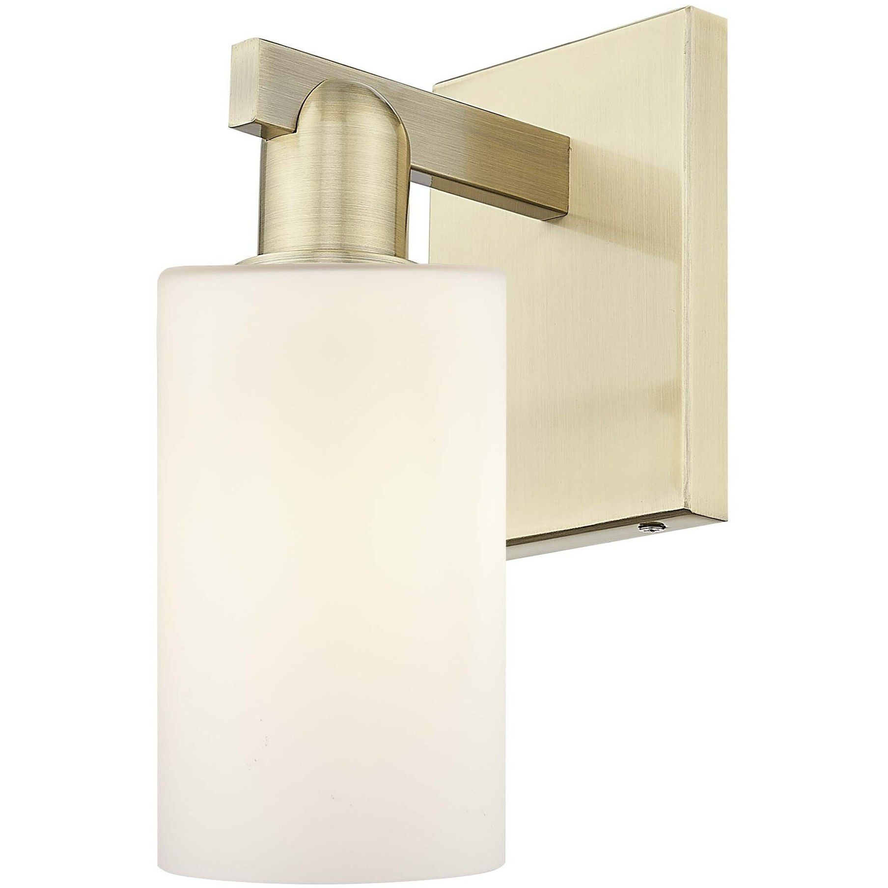 Arcadia Clymer Armed Sconce Wall Light in Antique Brass, Matte White