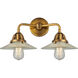 Nouveau 2 Halophane LED 17 inch Brushed Brass Bath Vanity Light Wall Light in Clear Halophane Glass