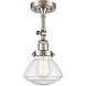 Franklin Restoration Olean 1 Light 7 inch Brushed Satin Nickel Semi-Flush Mount Ceiling Light in Seedy Glass, Franklin Restoration