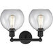 Athens 2 Light 17 inch Matte Black Bath Vanity Light Wall Light in Clear