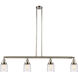 Franklin Restoration Bell 4 Light 49.63 inch Polished Nickel Island Light Ceiling Light in Deco Swirl Glass