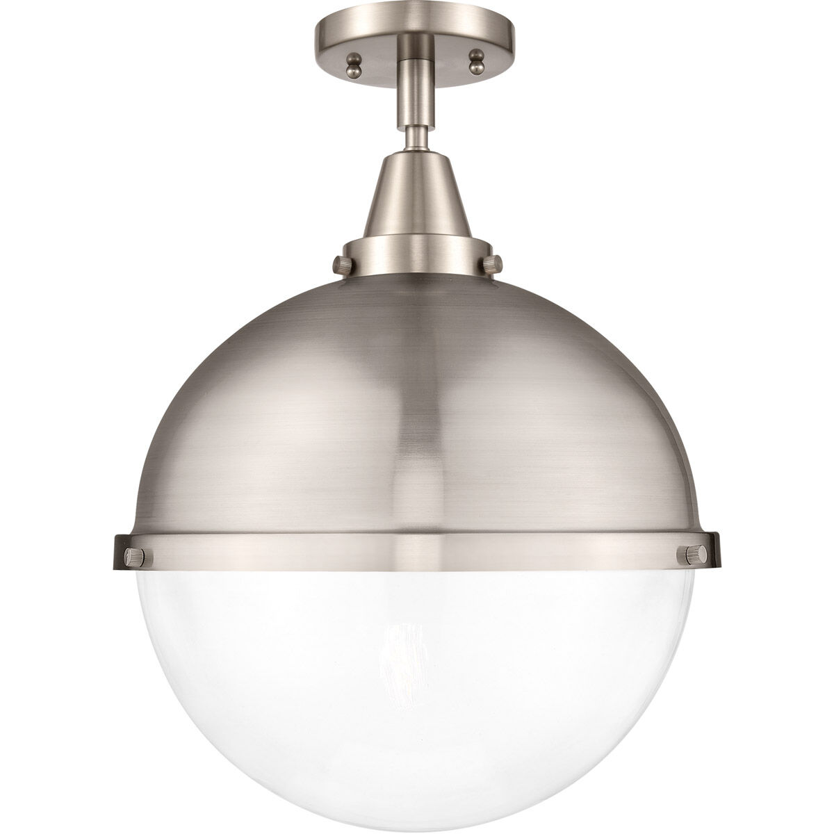 Franklin Restoration Hampden LED 12.88 inch Brushed Satin Nickel Flush Mount Ceiling Light in Clear Glass
