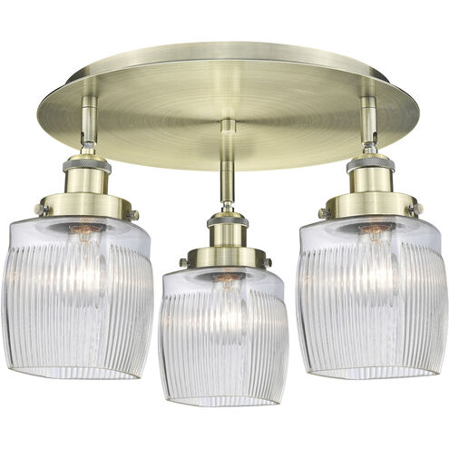 Colton 3 Light 17.25 inch Antique Brass Flush Mount Ceiling Light