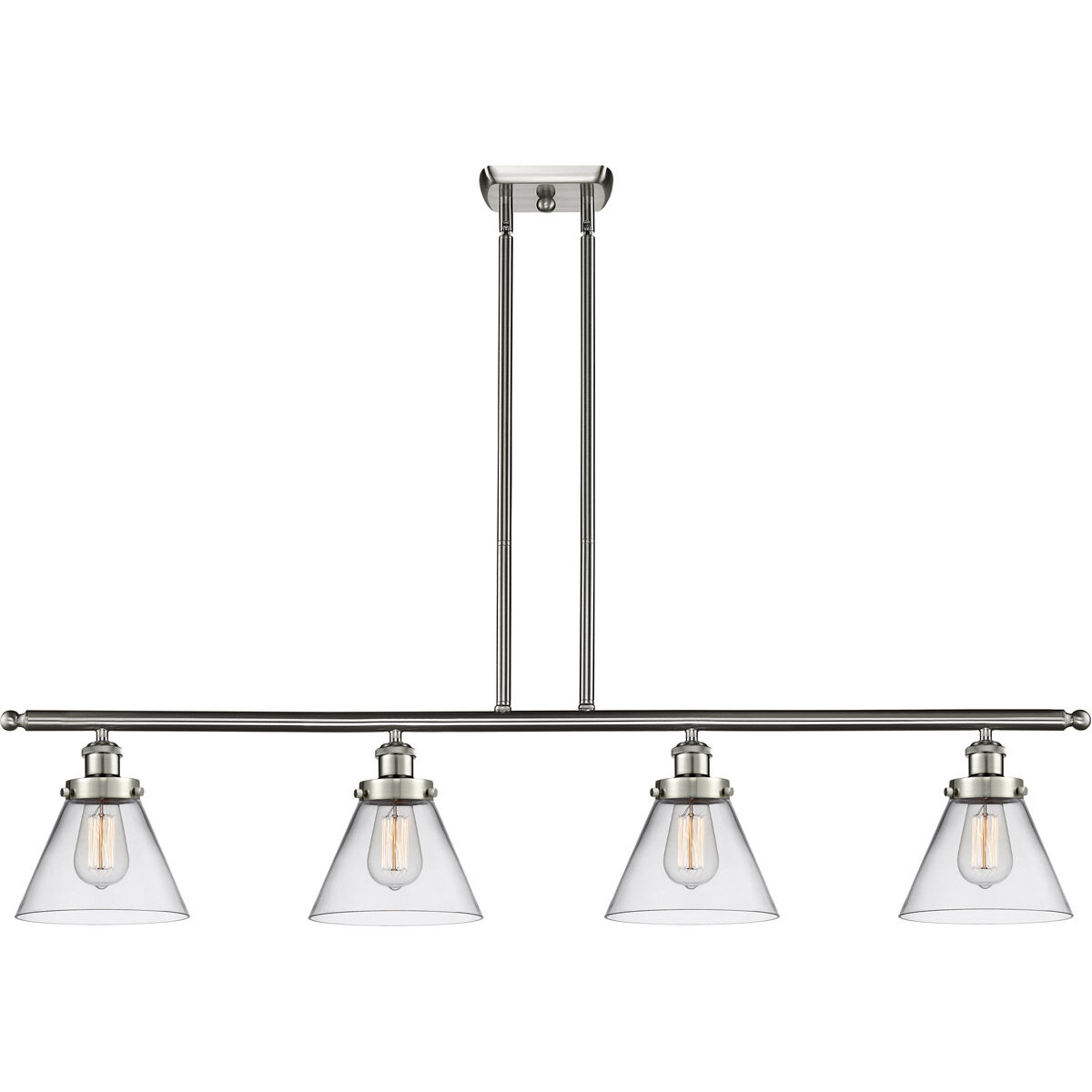 Ballston Large Cone LED 48 inch Brushed Satin Nickel Island Light Ceiling Light in Clear Glass, Ballston