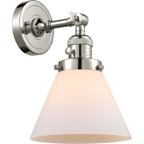 Franklin Restoration Large Cone LED 8 inch Polished Nickel Sconce Wall Light, Franklin Restoration