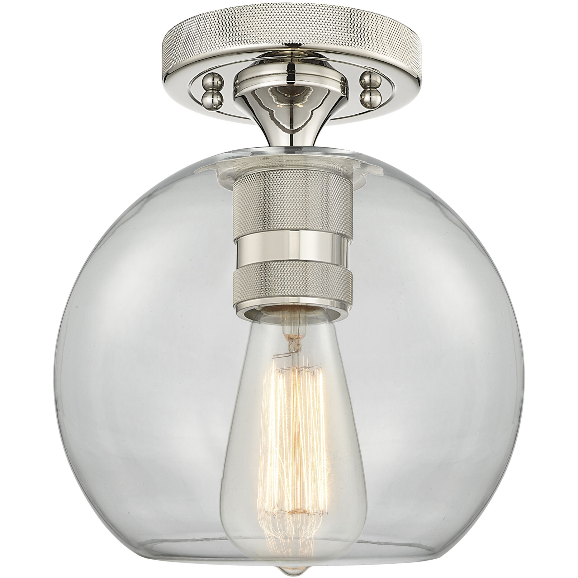 Crown Point 1 Light 8 inch Polished Nickel Flush Mount Ceiling Light in Clear Glass