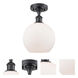 Ballston Athens 1 Light 8 inch Matte Black Semi-Flush Mount Ceiling Light in Matte White Glass, Ballston