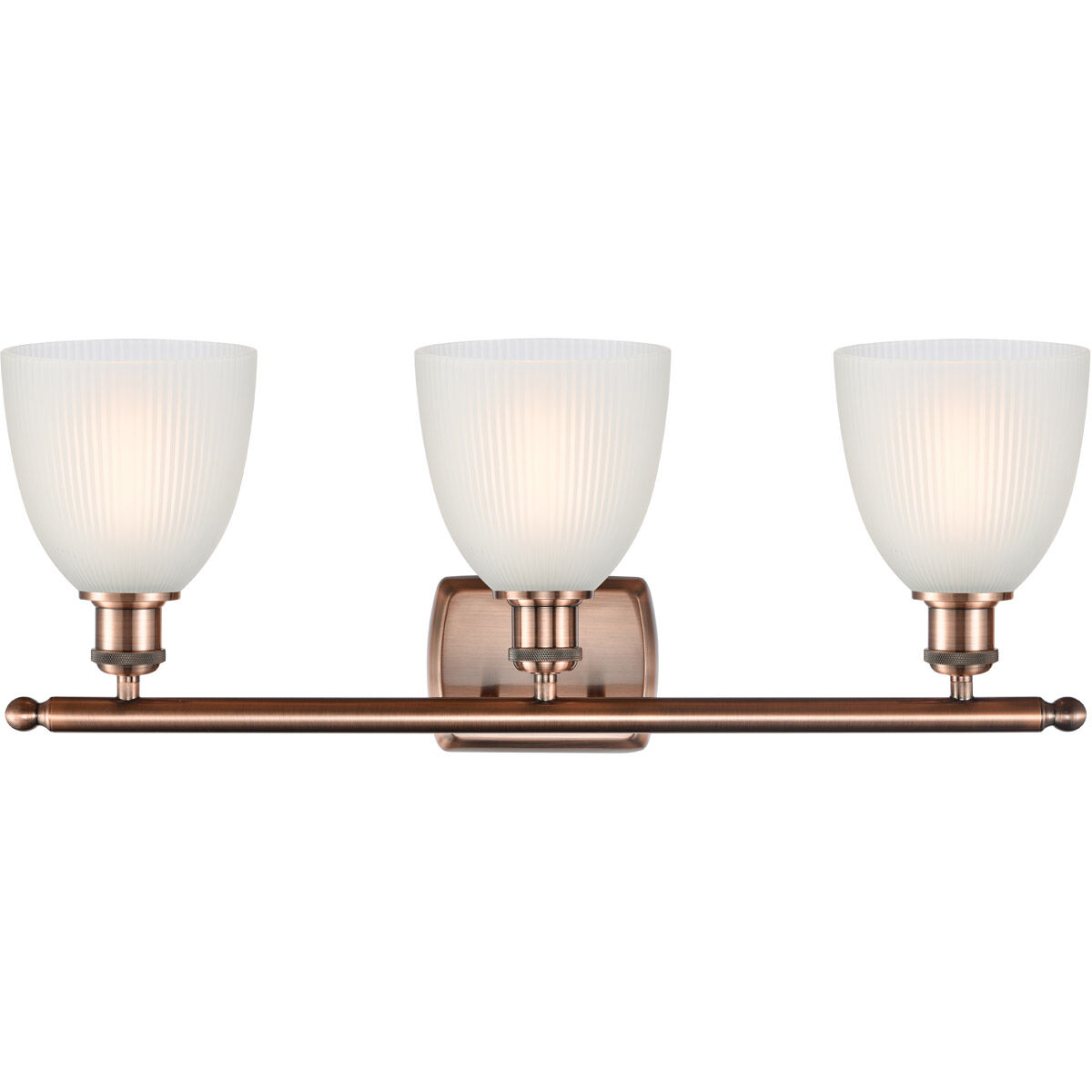 Ballston Castile 3 Light 26 inch Antique Copper Bath Vanity Light Wall Light in White Glass, Ballston