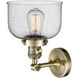 Franklin Restoration Large Bell 1 Light 8 inch Antique Brass Sconce Wall Light in Seedy Glass, Franklin Restoration