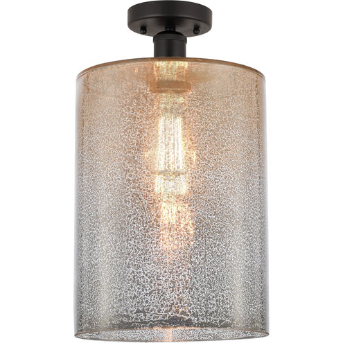 Edison Cobbleskill 1 Light 9 inch Oil Rubbed Bronze Semi-Flush Mount Ceiling Light in Mercury Glass