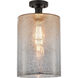 Edison Cobbleskill 1 Light 9 inch Oil Rubbed Bronze Semi-Flush Mount Ceiling Light in Mercury Glass