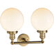 Franklin Restoration Large Beacon LED 19 inch Brushed Brass Bath Vanity Light Wall Light in Matte White Glass, Franklin Restoration