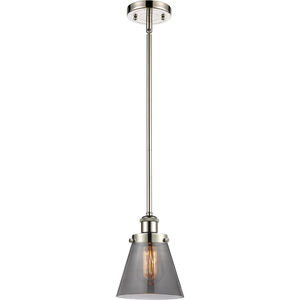 Ballston Small Cone 1 Light 6 inch Polished Nickel Pendant Ceiling Light in Plated Smoke Glass