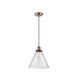 Franklin Restoration X-Large Cone 1 Light 12 inch Antique Copper/Matte Black Mini Pendant Ceiling Light in Seedy Glass