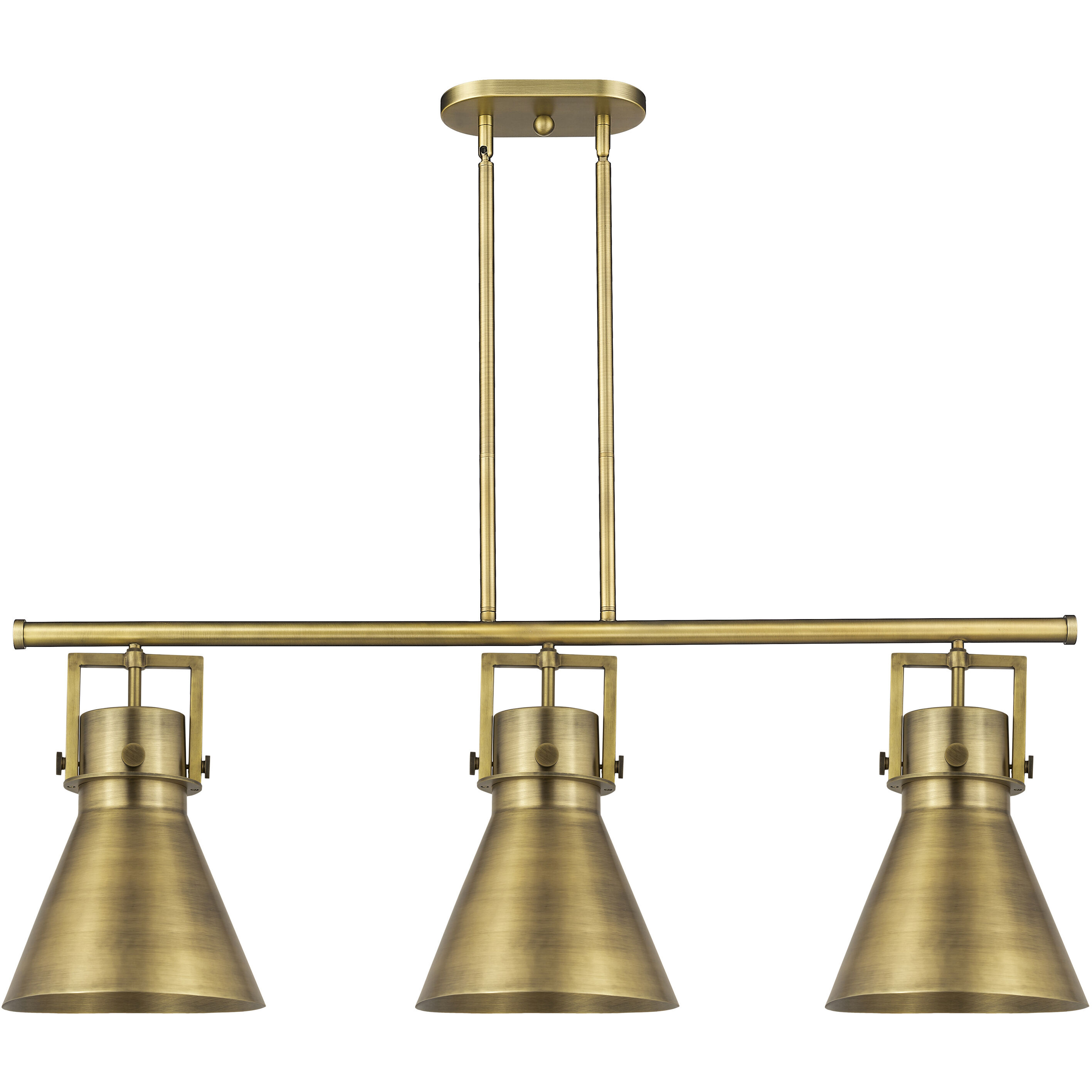 Newton Cone 3 Light 42 inch Brushed Brass Island Light Ceiling Light