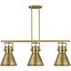 Newton Cone 3 Light 42 inch Brushed Brass Island Light Ceiling Light