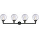 Franklin Restoration Large Beacon 4 Light 44 inch Matte Black Bath Vanity Light Wall Light in Seedy Glass, Franklin Restoration