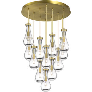 Owego Multi Pendant Ceiling Light in Brushed Brass, Clear Glass