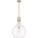 Amherst LED 15.75 inch Brushed Brass Pendant Ceiling Light in Clear Glass