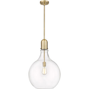 Amherst LED 16 inch Brushed Brass Pendant Ceiling Light in Clear Glass