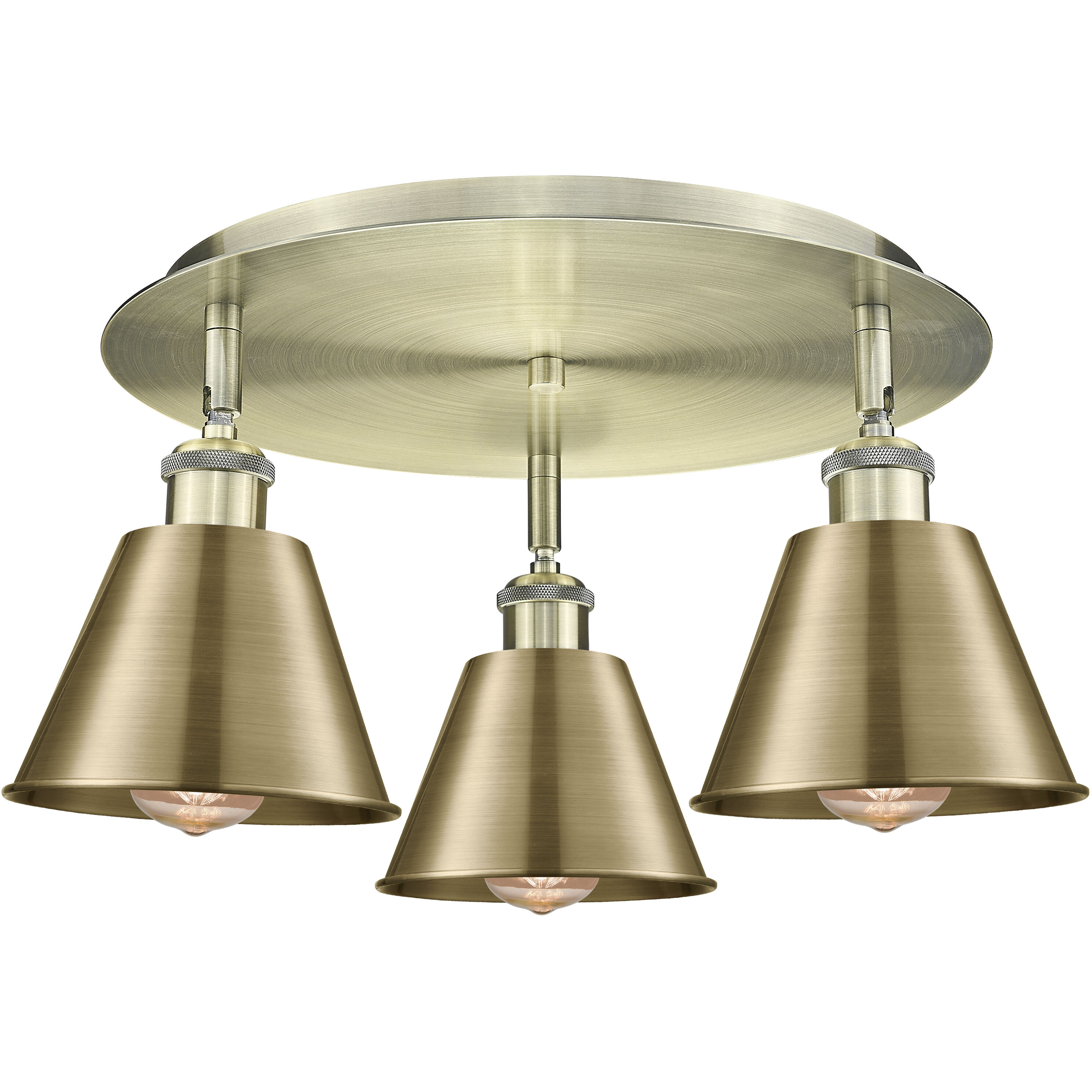 Ballston 3 Light 18.25 inch Antique Brass Flush Mount Ceiling Light