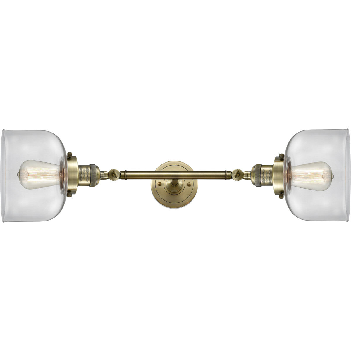 Franklin Restoration Large Bell LED 19 inch Antique Brass Bath Vanity Light Wall Light in Clear Glass, Franklin Restoration