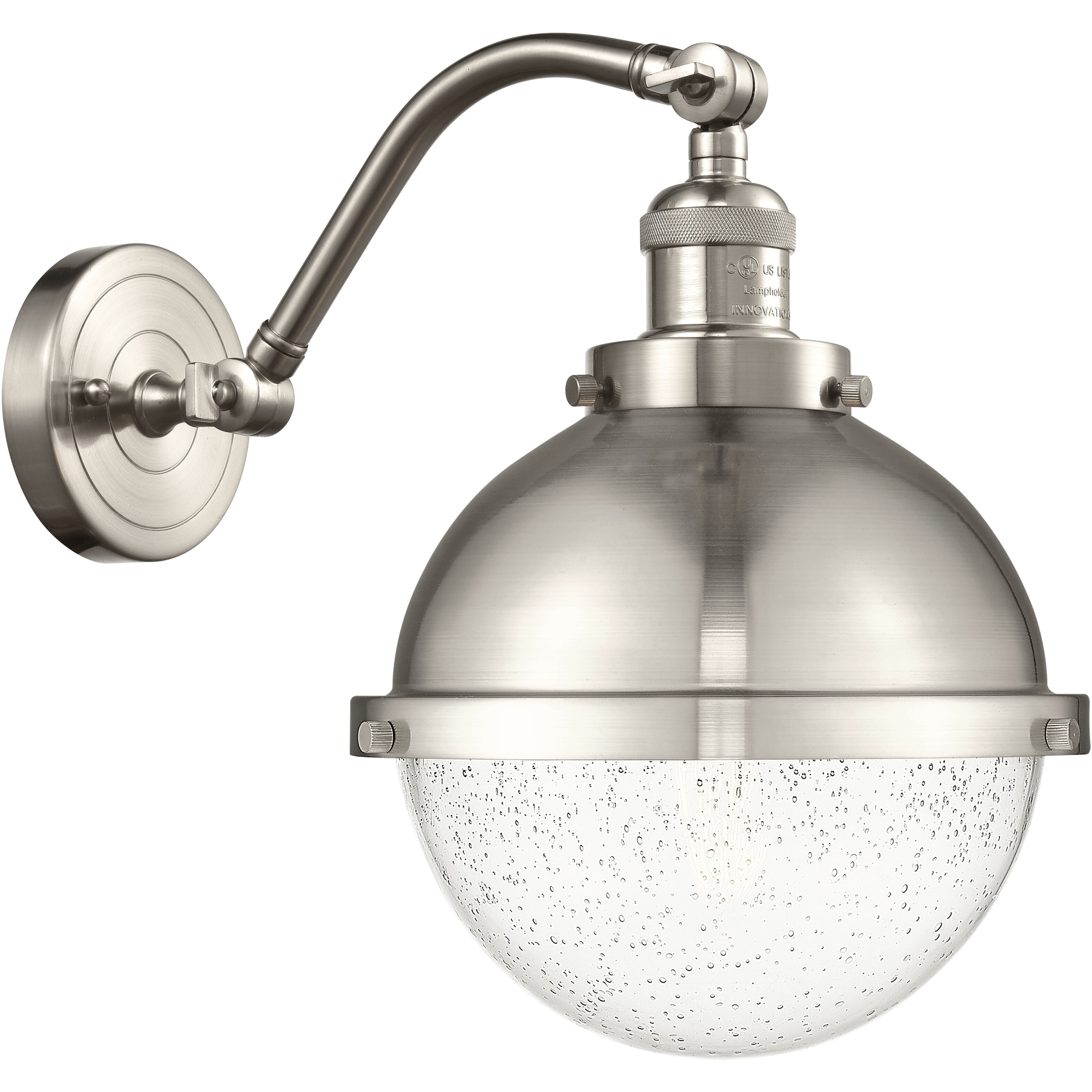 Franklin Restoration Hampden 1 Light 9 inch Brushed Satin Nickel Sconce Wall Light in Seedy Glass