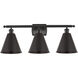 Ballston Plymouth Dome 3 Light 28 inch Antique Brass Bath Vanity Light Wall Light in Matte Blue