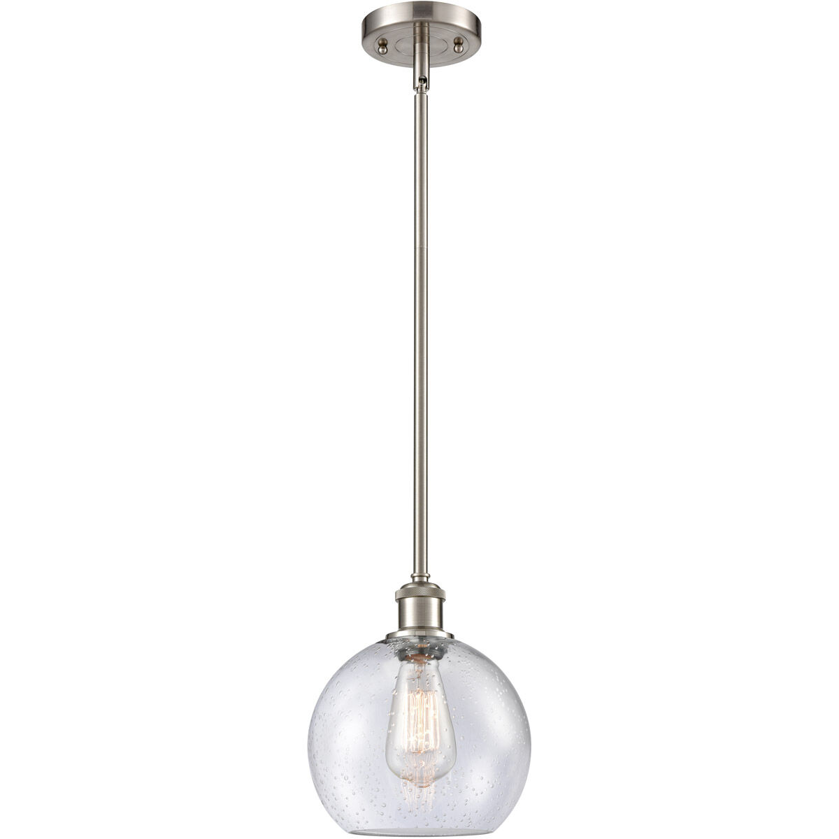 Ballston Athens LED 8 inch Brushed Satin Nickel Pendant Ceiling Light in Seedy Glass, Ballston