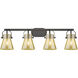 Pilaster II Cone 4 Light 36.5 inch Matte Black Bath Vanity Light Wall Light in Mercury Glass