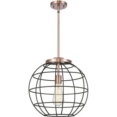 Lake Placid 1 Light 16 inch Antique Copper and Matte Black Pendant Ceiling Light