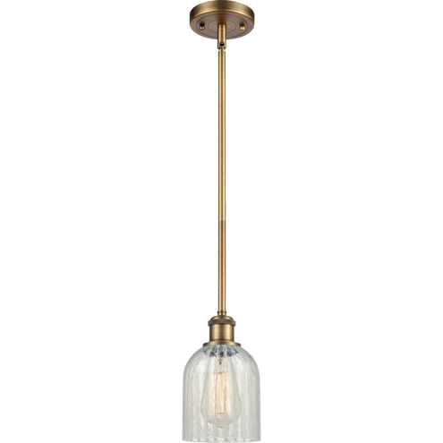 Ballston Caledonia 1 Light 5 inch Brushed Brass Pendant Ceiling Light in Mouchette Glass, Ballston