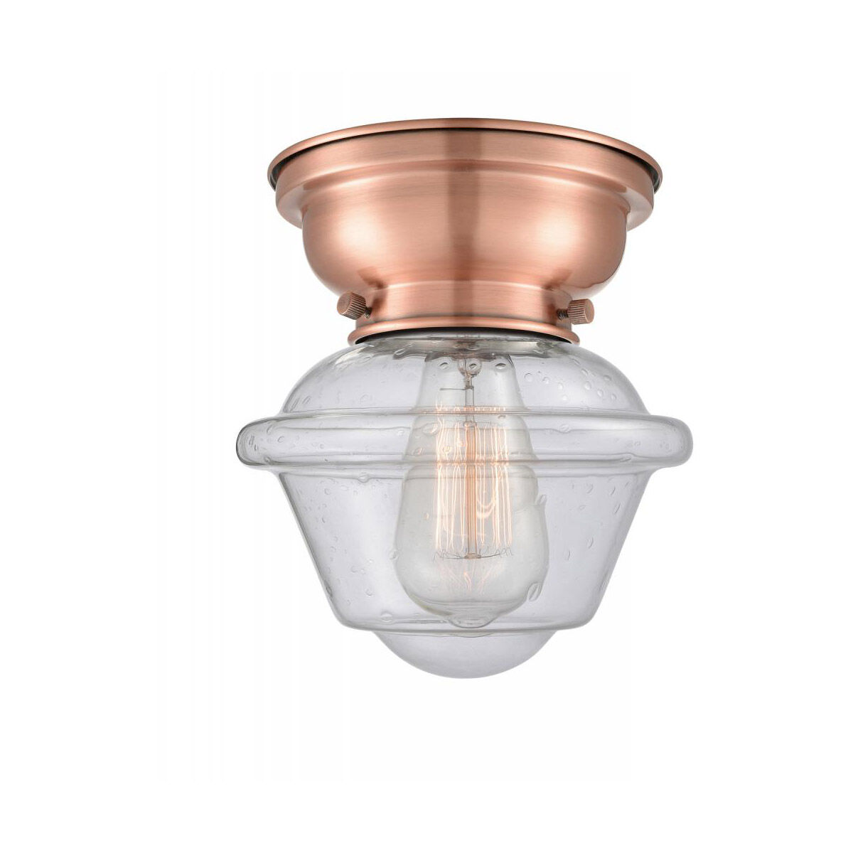 Aditi Small Bell 1 Light 6 inch Antique Copper Flush Mount Ceiling Light in Plated Smoke Glass, Aditi