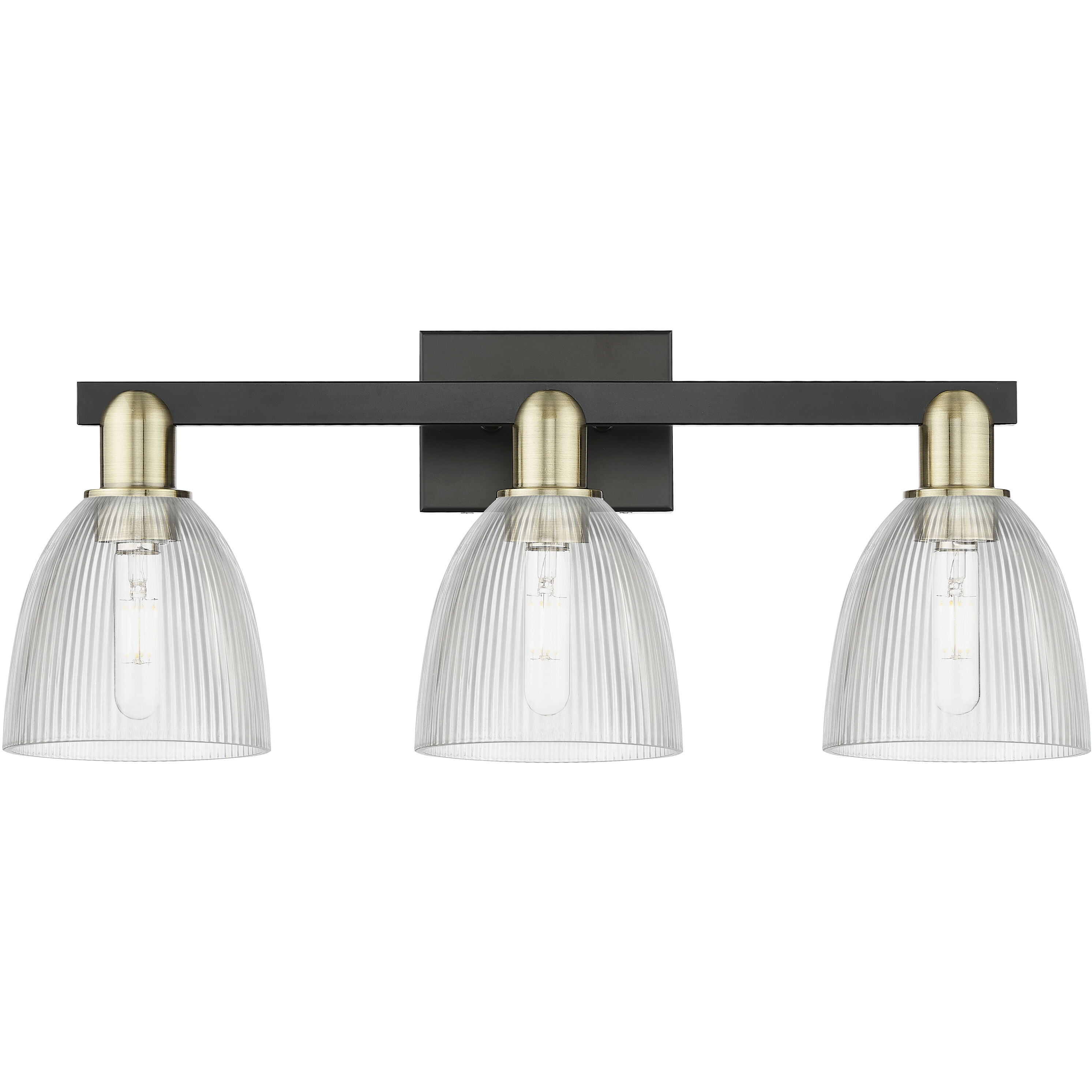 Arcadia Castile 3 Light 25 inch Black Antique Brass Bath Vanity Light Wall Light in Clear