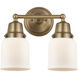Aditi Bell 2 Light 13 inch Brushed Brass Bath Vanity Light Wall Light in Matte White Glass